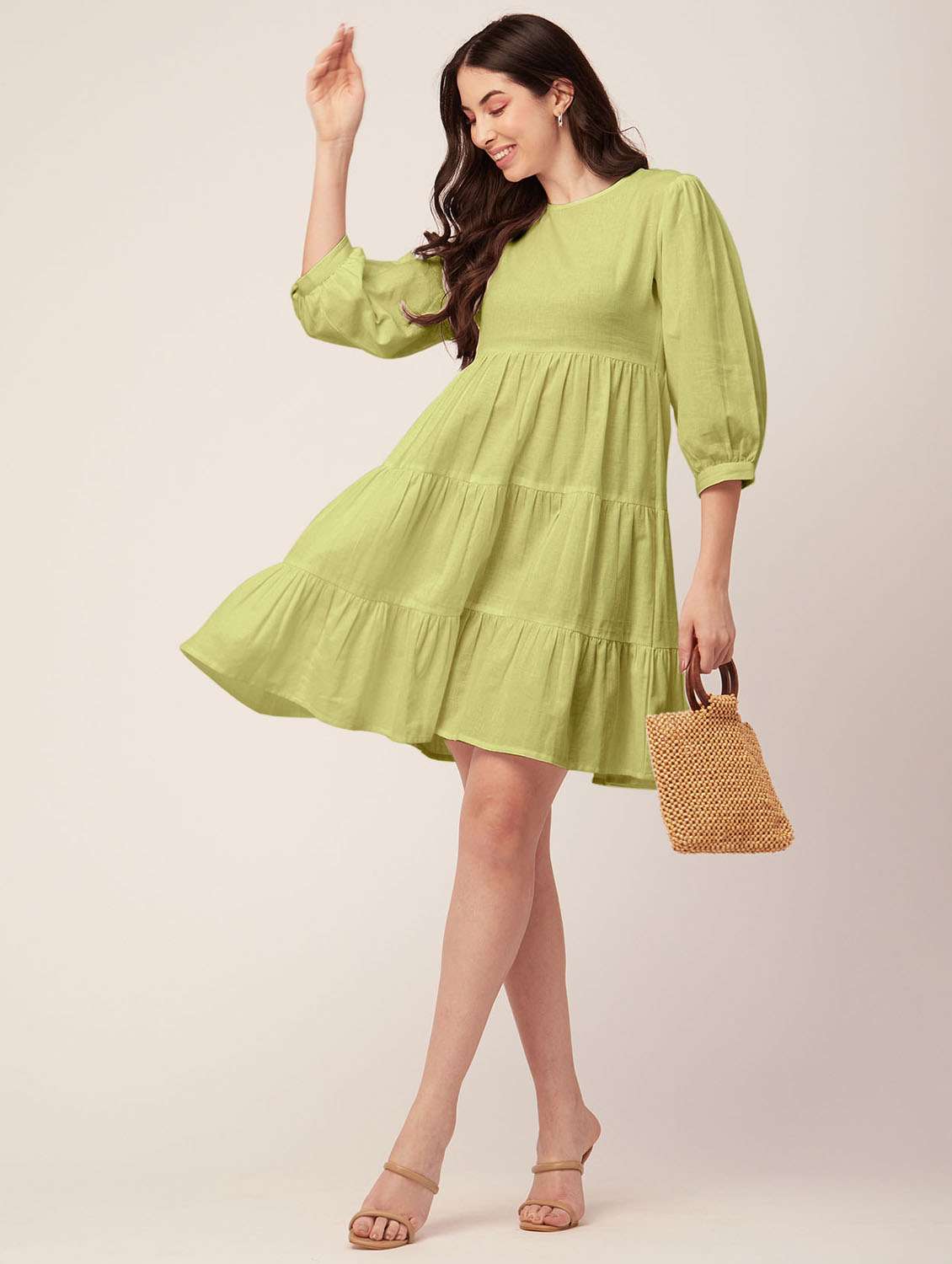 women's tiered dress solid dress - 20171732 -  Standard Image - 3