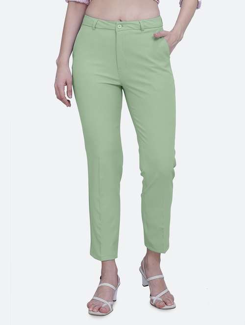 solid ankle length cigarette pant - 20171861 - Standard Image - 0