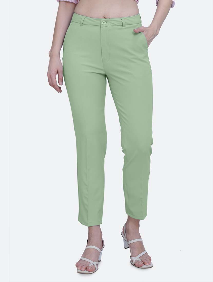 solid ankle length cigarette pant - 20171861 - Zoom Image - 0