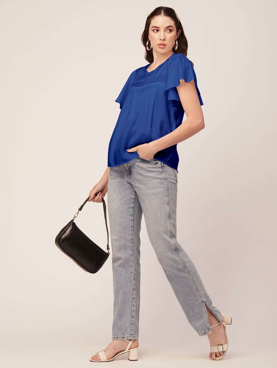 women's a line round neck top - 20172179 -  Standard Image - 3