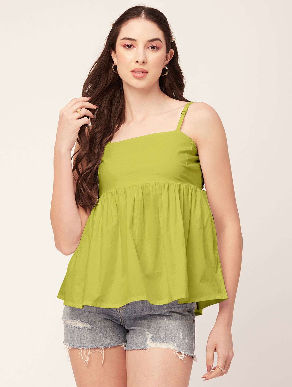 women's peplum shoulder strap top - 20172189 -  Zoom Image - 0
