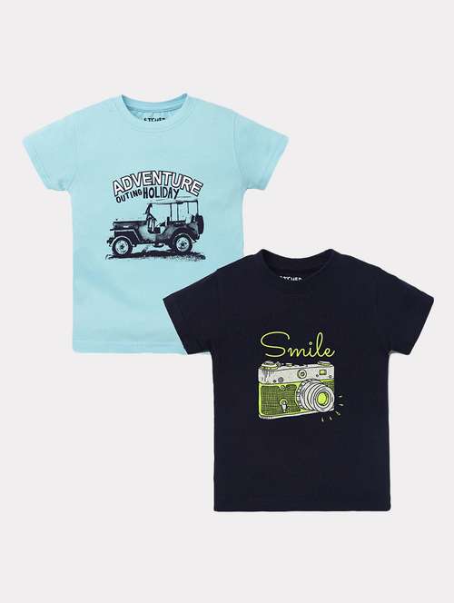 pack of 2 printed round neck t-shirt - 20172395 -  Standard Image - 0