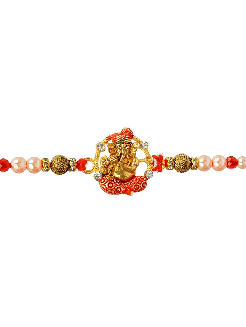 gold plated cotton mauli rakhi set - 20172704 - Standard Image - 3