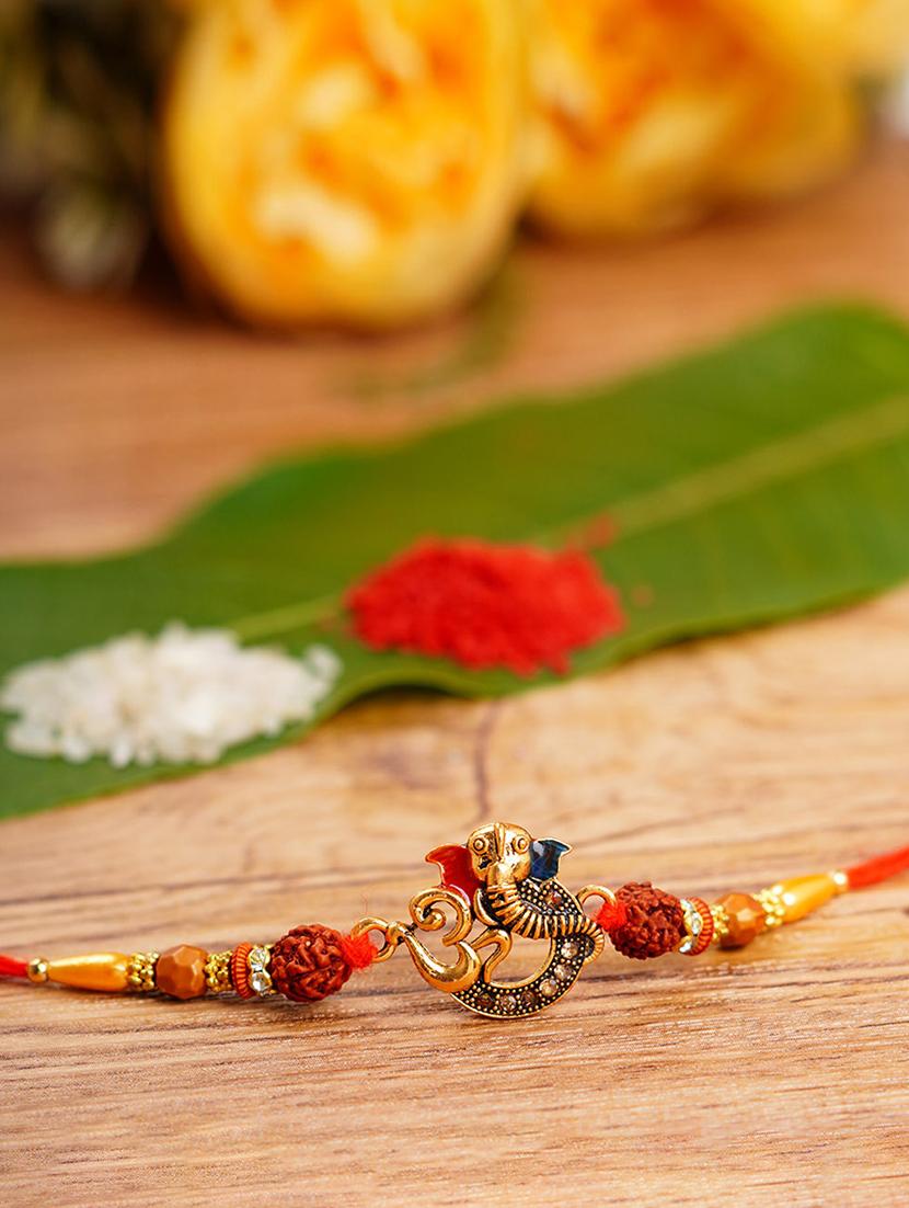 gold plated cotton mauli rakhi - 20172711 -  Zoom Image - 0