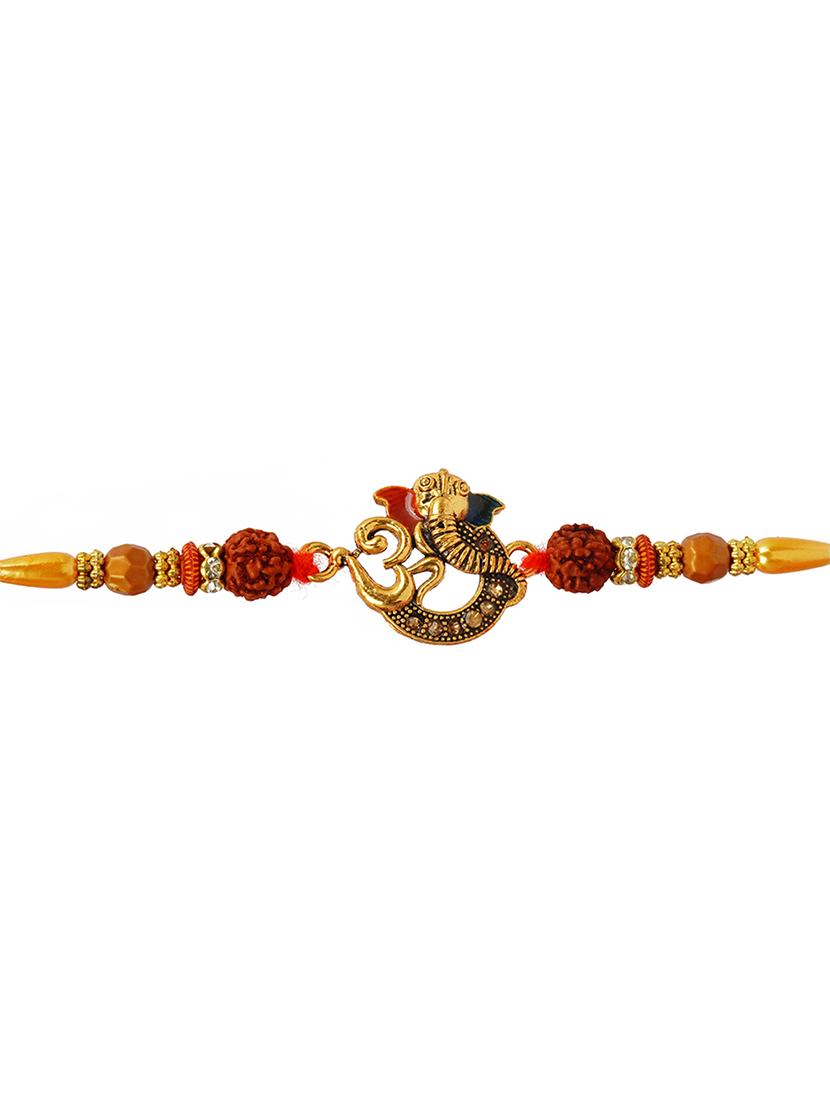 gold plated cotton mauli rakhi - 20172711 - Standard Image - 3