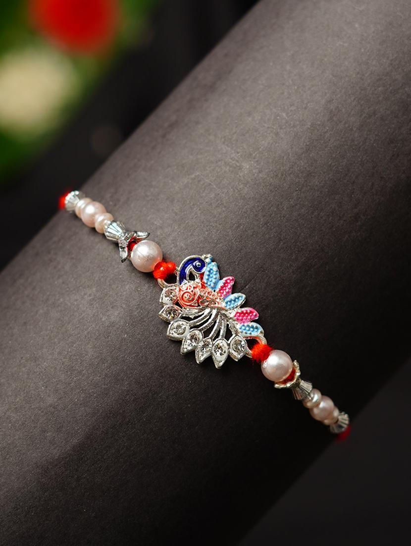 silver plated cotton mauli rakhi - 20172715 -  Zoom Image - 0