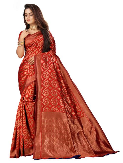 maroon silk blend kanjivaram saree - 20173326 - Standard Image - 0