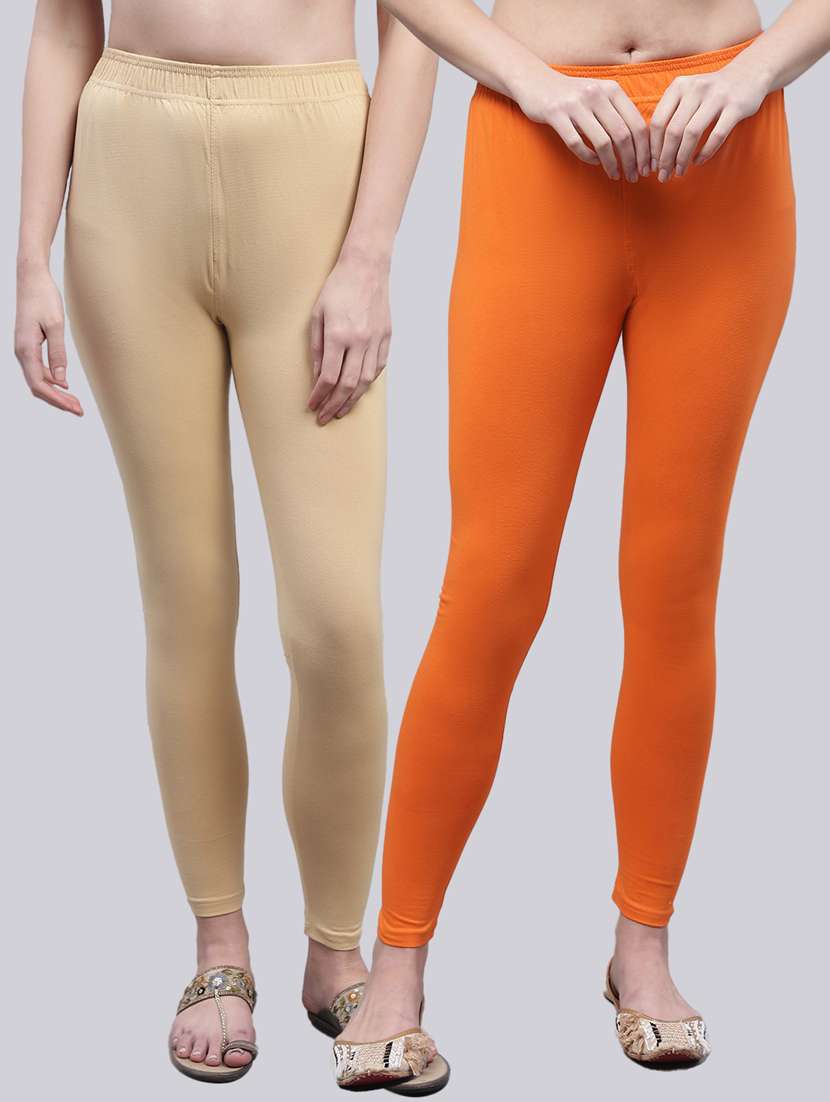 orange cotton leggings