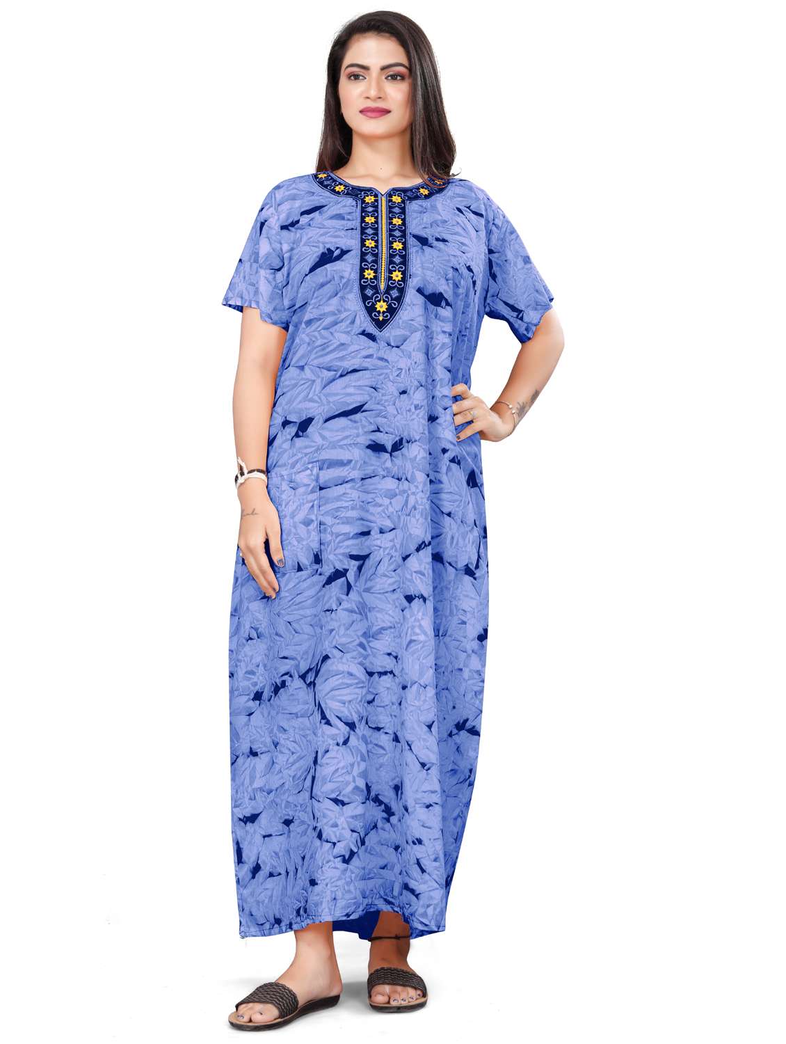round neck printed nighty  - 20173806 -  Zoom Image - 0