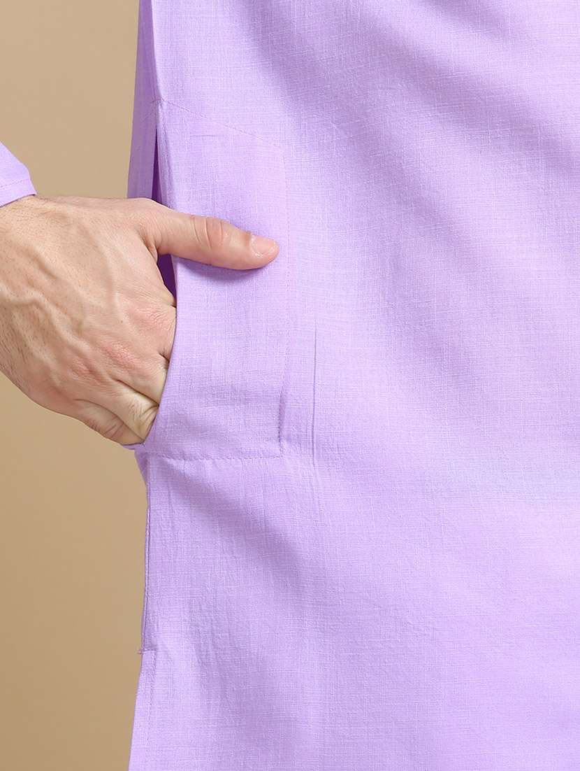 plain long legnth kurta pyjama - 20173948 - Standard Image - 5