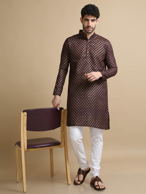 foil printed cotton kurta pyjama - 20174116 - Standard Image - 0