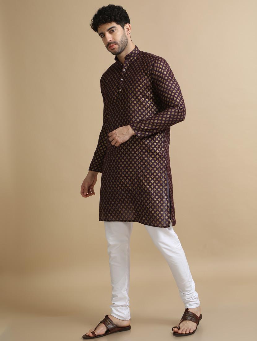 foil printed cotton kurta pyjama - 20174116 - Standard Image - 3