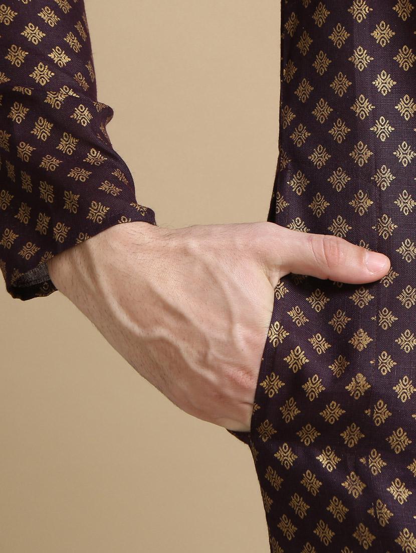 foil printed cotton kurta pyjama - 20174116 - Standard Image - 5
