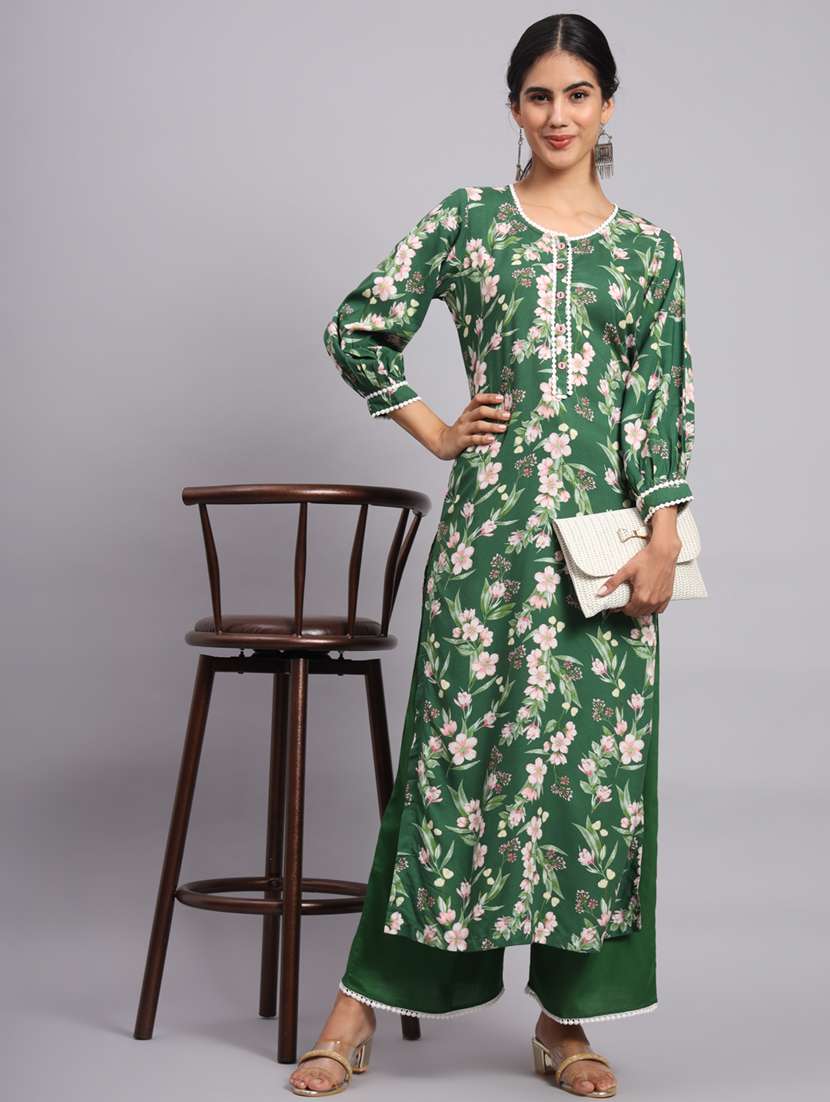 women printed kurta palazzo set  - 20174140 -  Standard Image - 3
