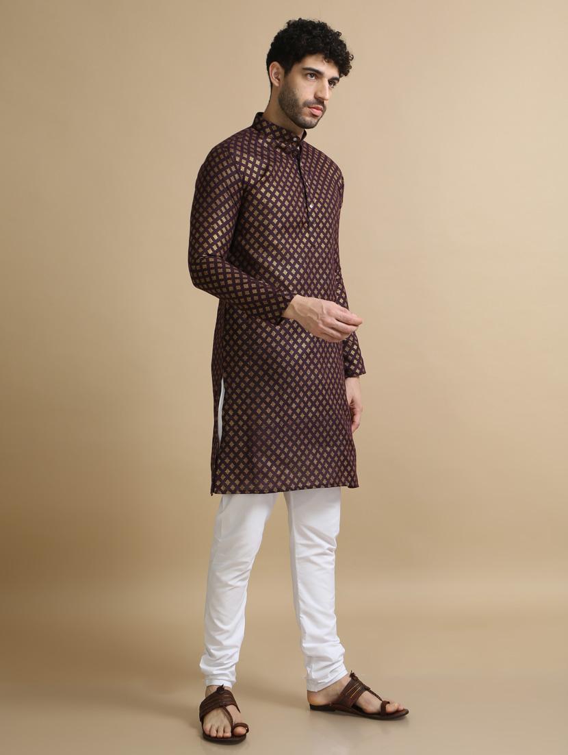 foil printed cotton kurta pyjama - 20174314 - Standard Image - 3
