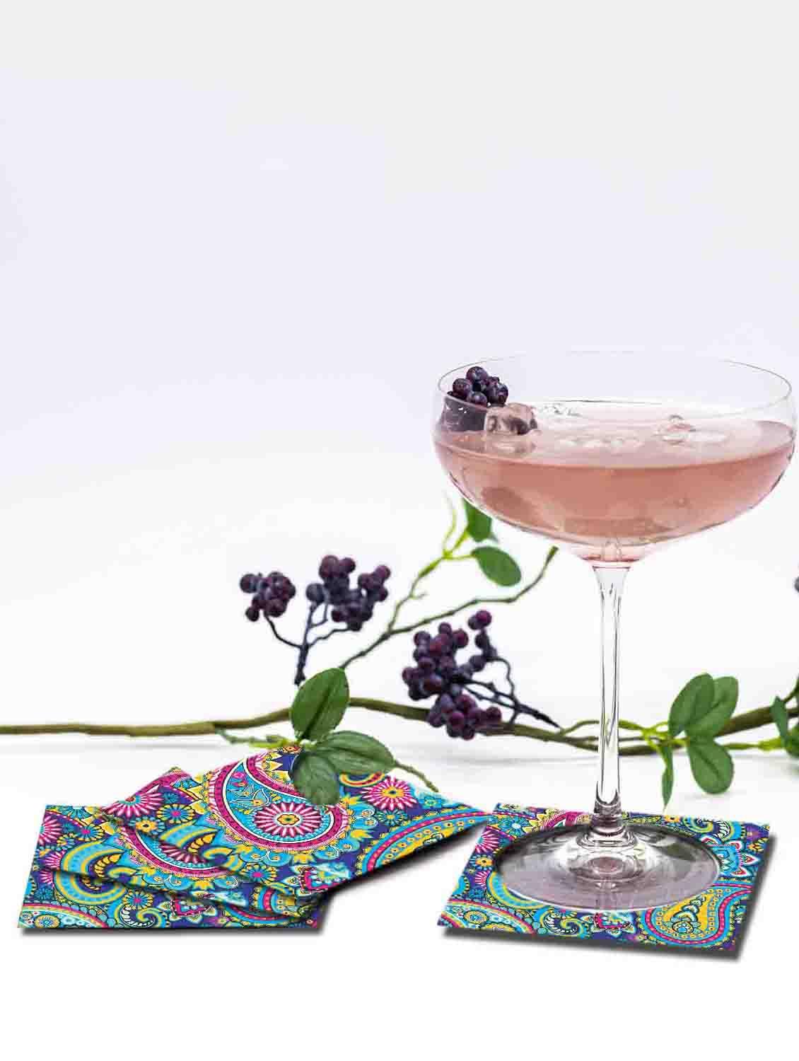 exquisite mdf coasters set of 6 with elegant wooden case - ambbi collections" - 20174324 - Standard Image - 5