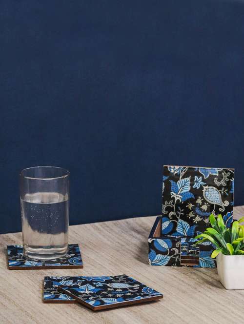 exquisite mdf coasters set of 6 with elegant wooden case - ambbi collections" - 20174326 -  Standard Image - 0