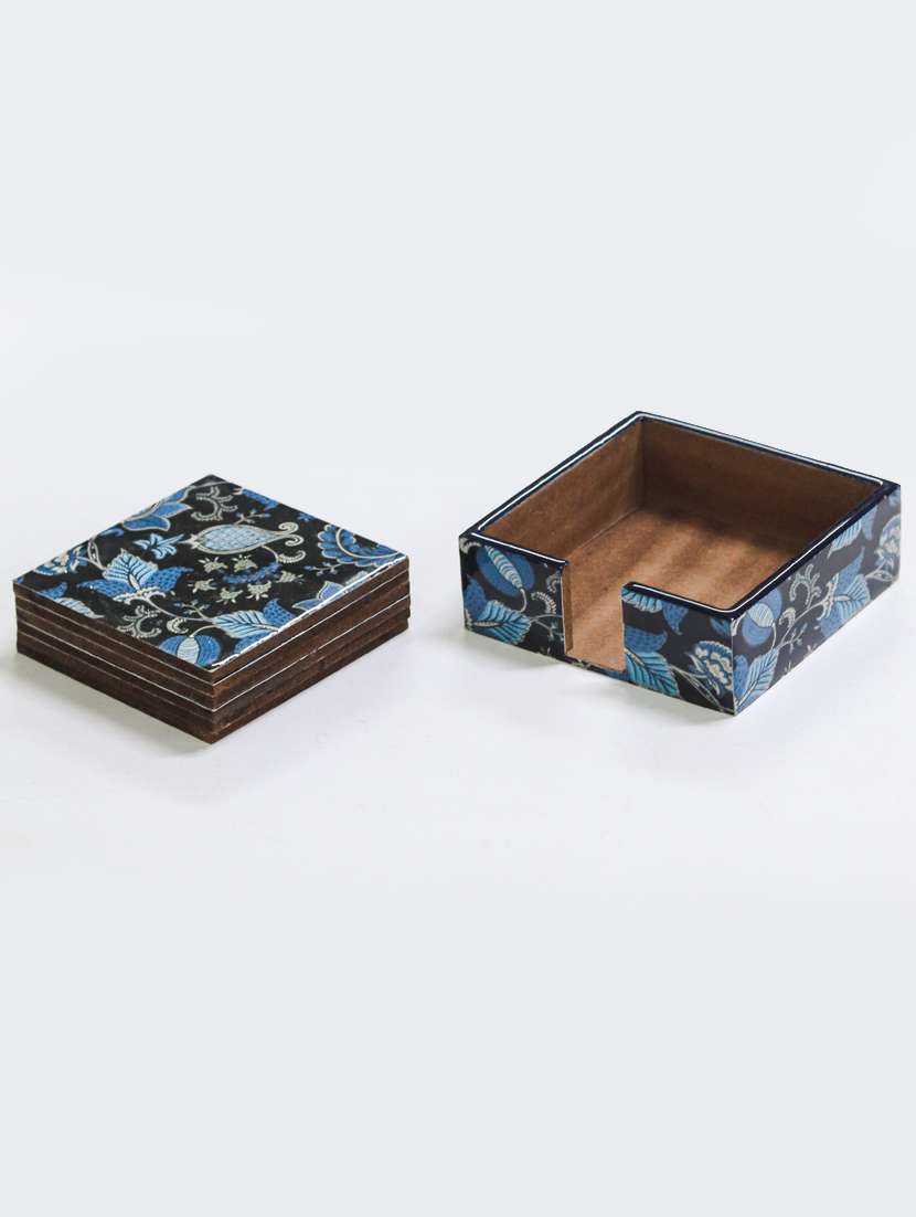 exquisite mdf coasters set of 6 with elegant wooden case - ambbi collections" - 20174326 -  Standard Image - 3