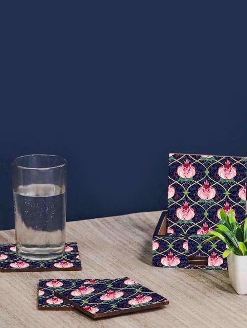 exquisite mdf coasters set of 6 with elegant wooden case - ambbi collections" - 20174334 -  Standard Image - 0