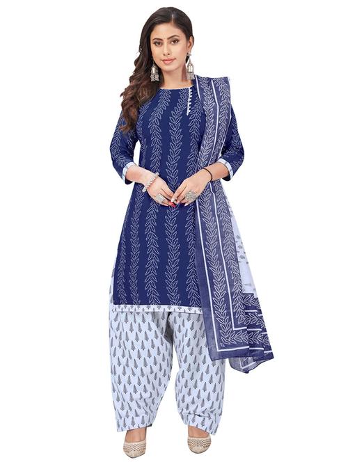 printed unstitched patiyala suit set - 20174422 -  Standard Image - 0