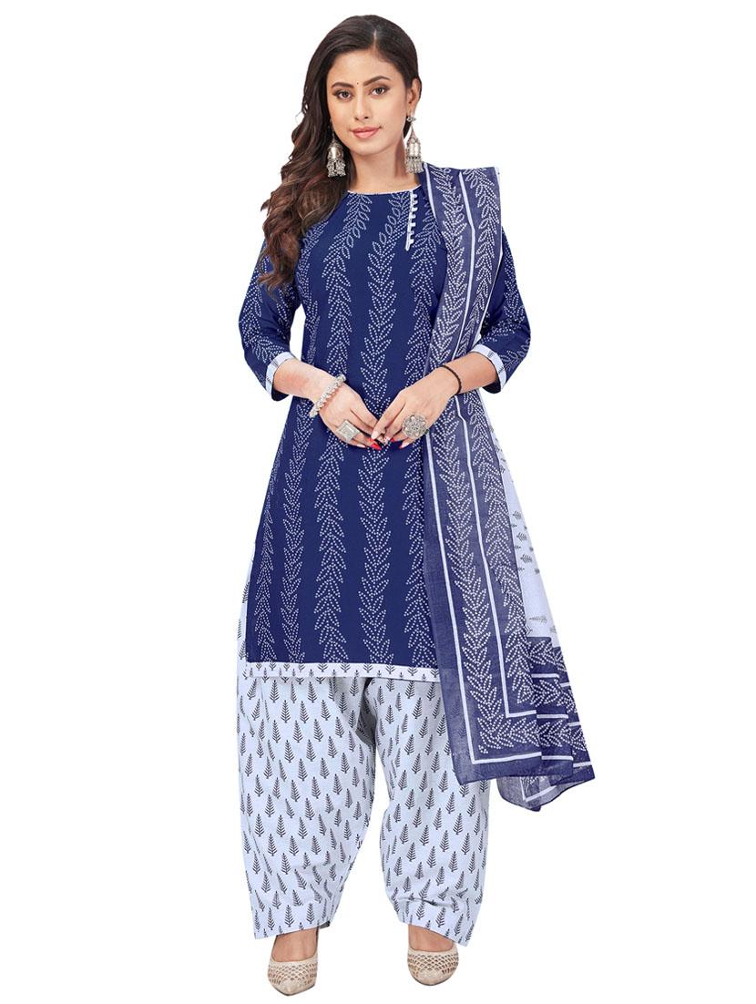 printed unstitched patiyala suit set - 20174422 -  Zoom Image - 0