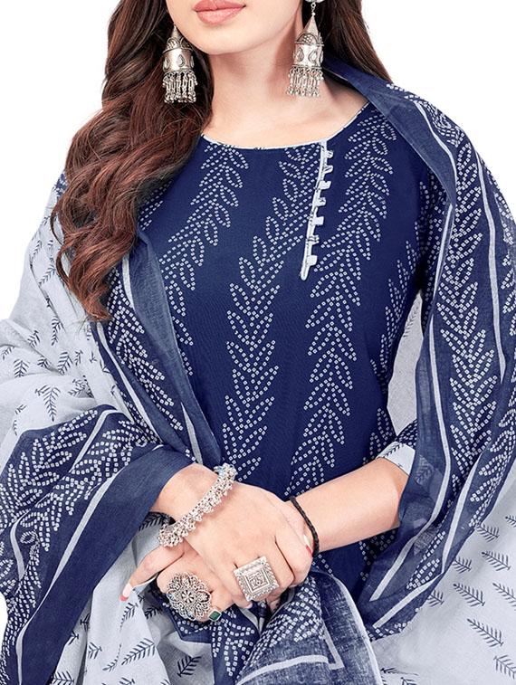 printed unstitched patiyala suit set - 20174422 - Standard Image - 3