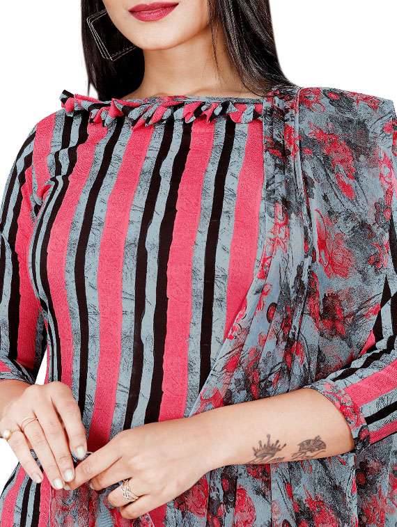 printed unstitched patiyala suit set - 20174450 -  Standard Image - 3