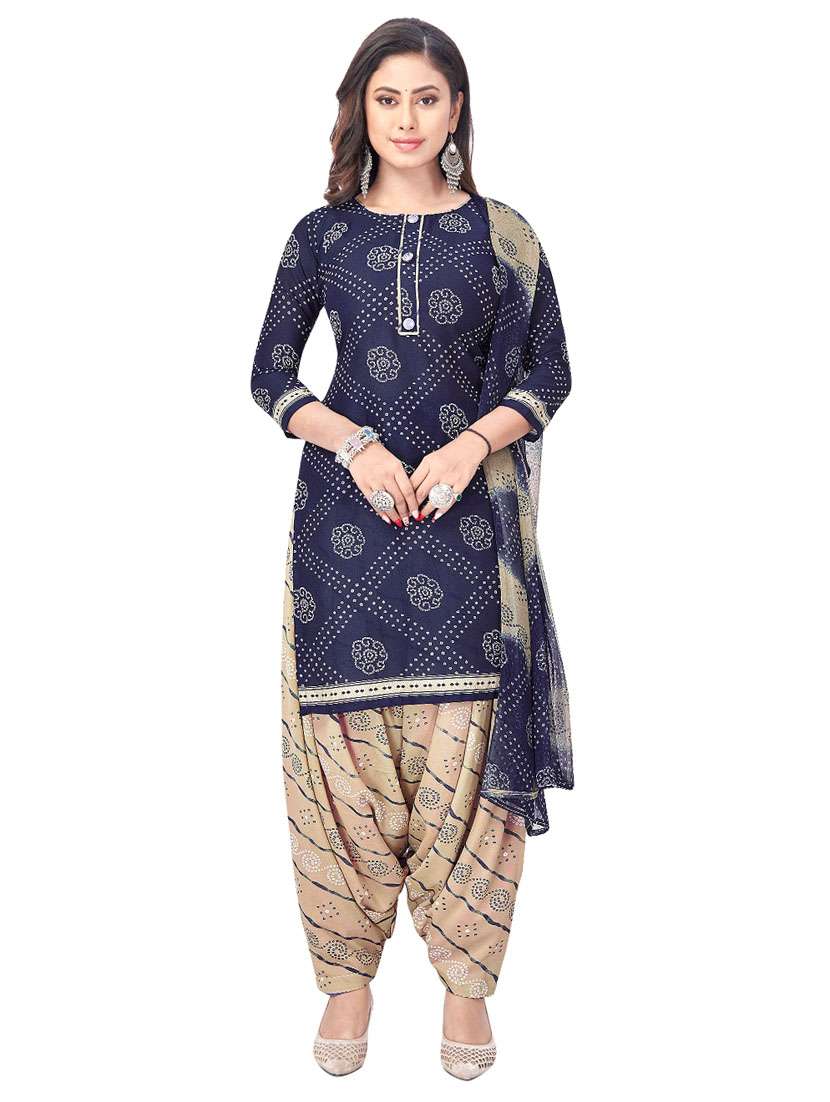 printed unstitched patiyala suit set - 20174459 - Zoom Image - 0