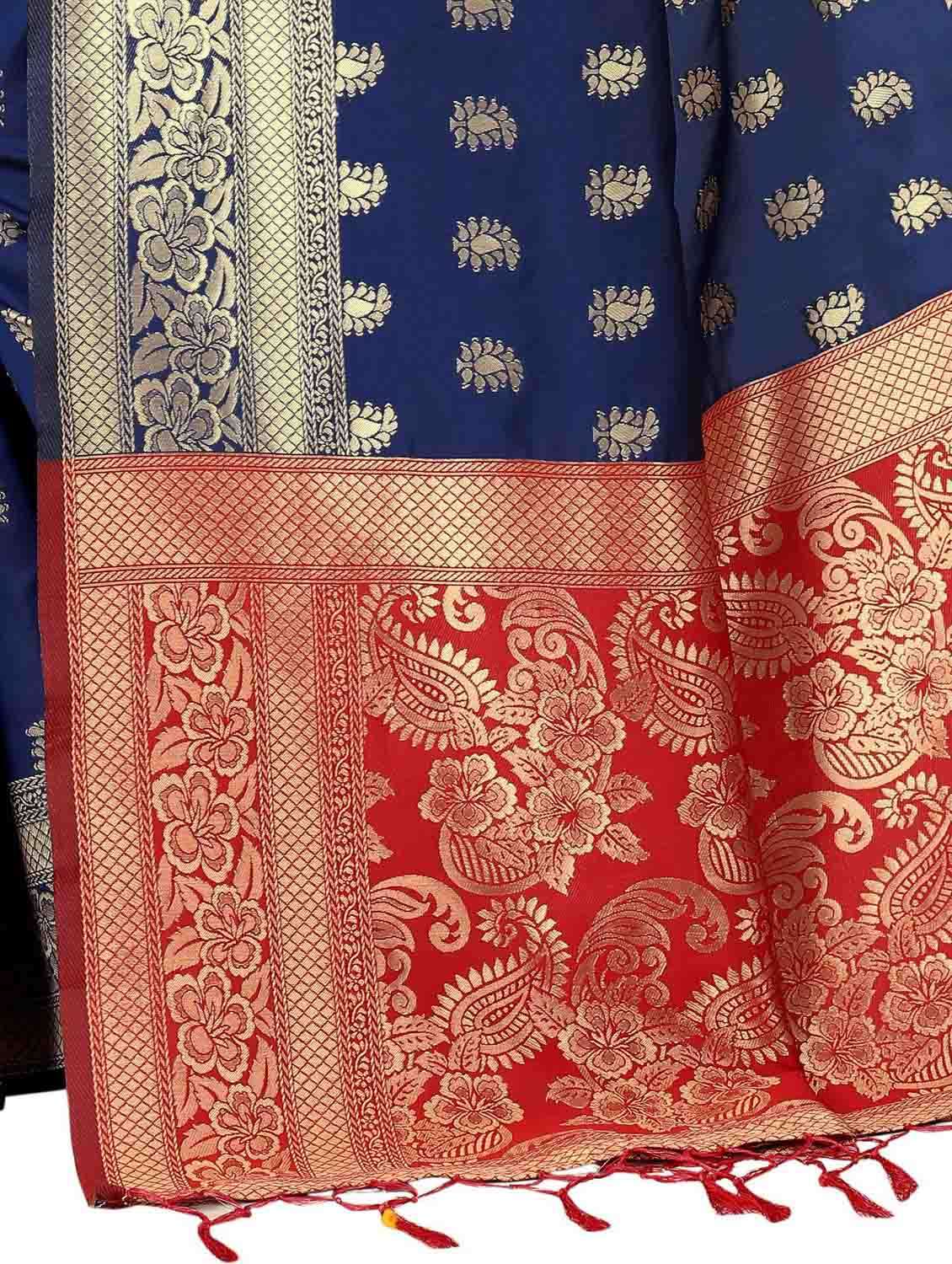 women's self design royal blue colored saree with blouse - 20175465 -  Standard Image - 5