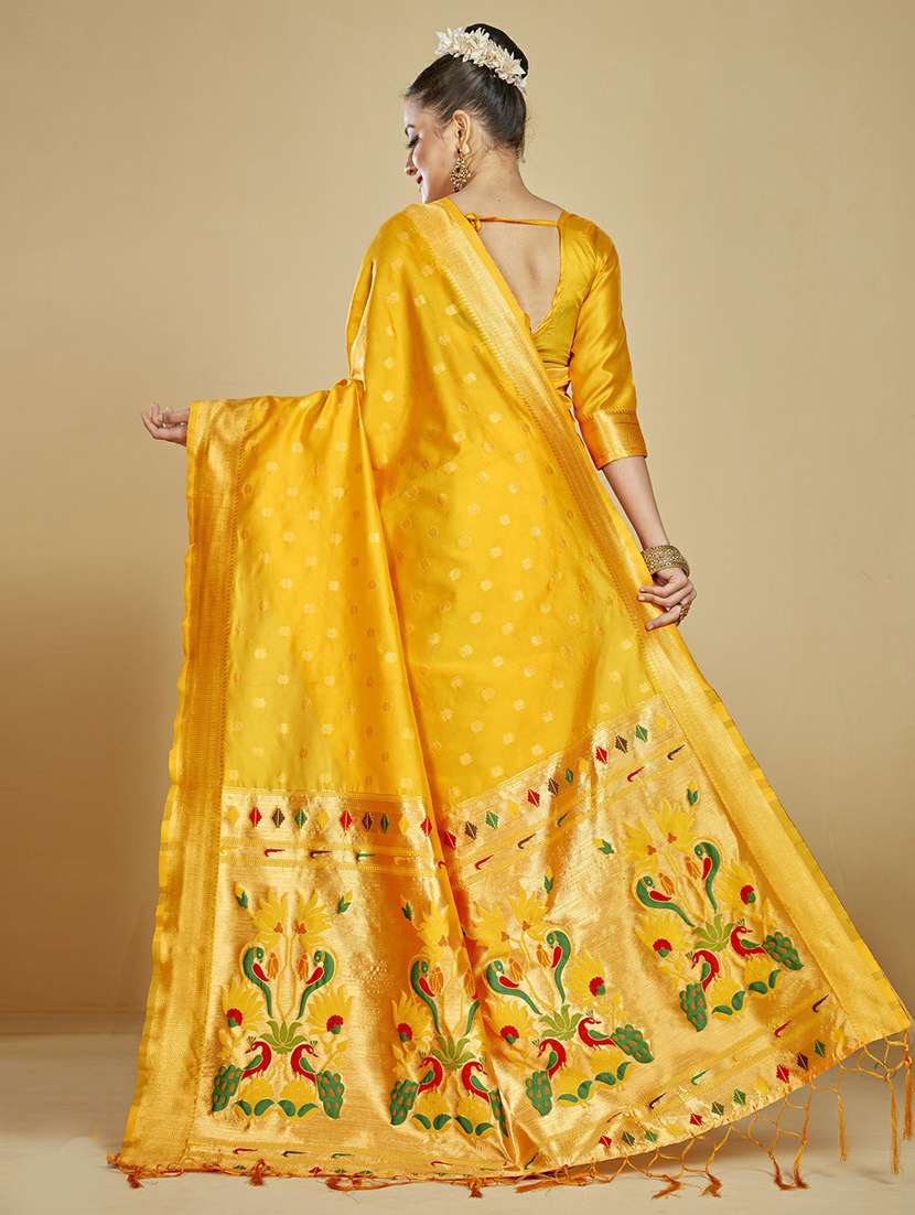 women's self design yellow colored saree with blouse - 20175629 -  Standard Image - 3