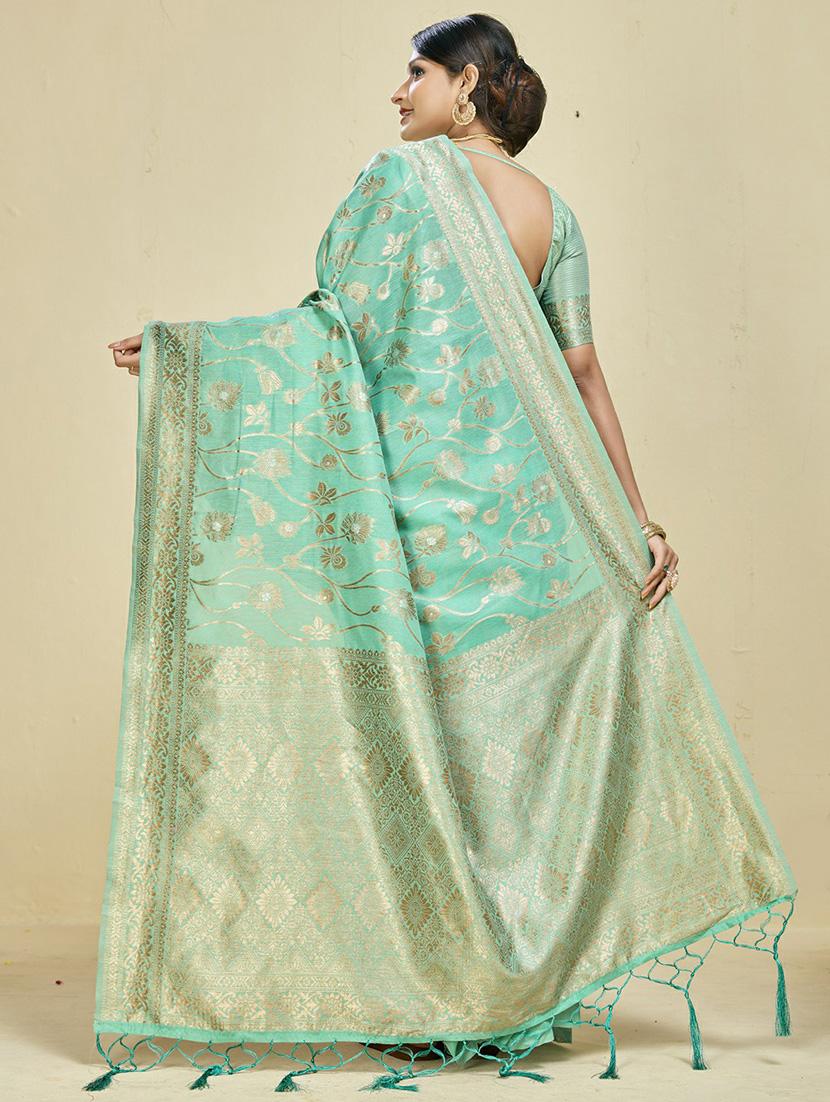 women's banarasi saree with blouse - 20175638 - Standard Image - 3