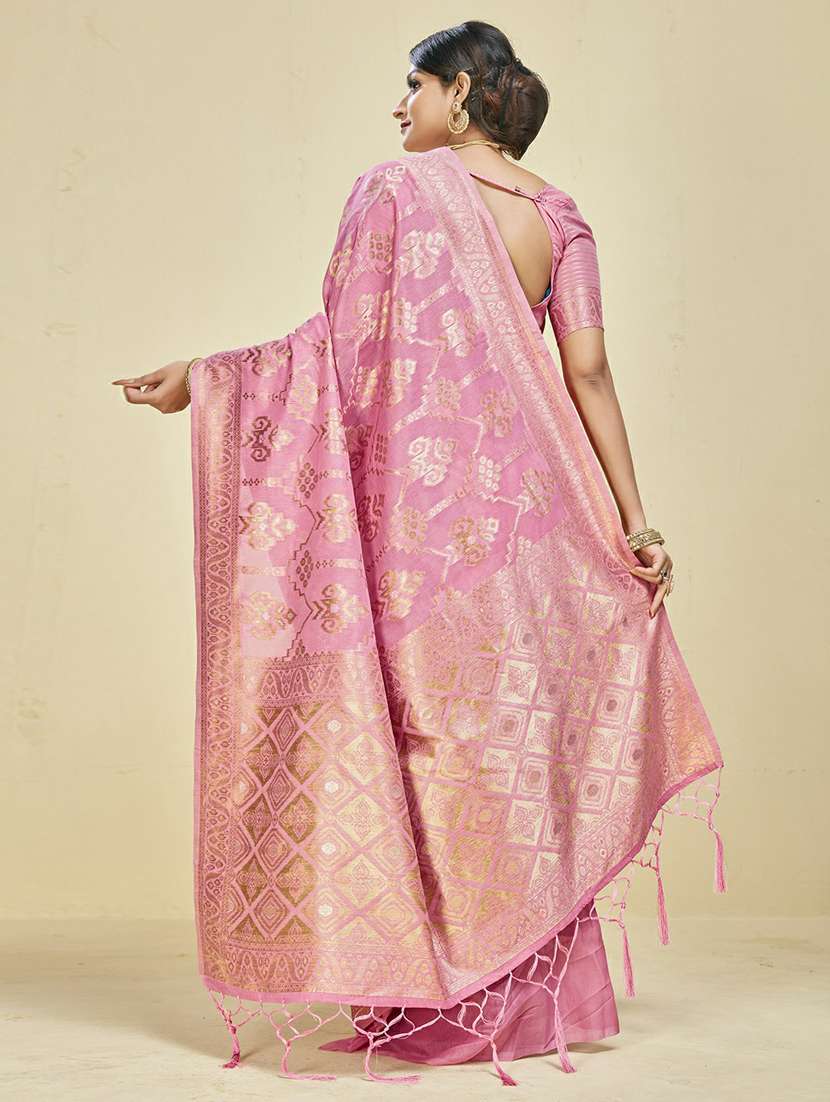 women's self design pink colored saree with blouse - 20175639 - Standard Image - 3