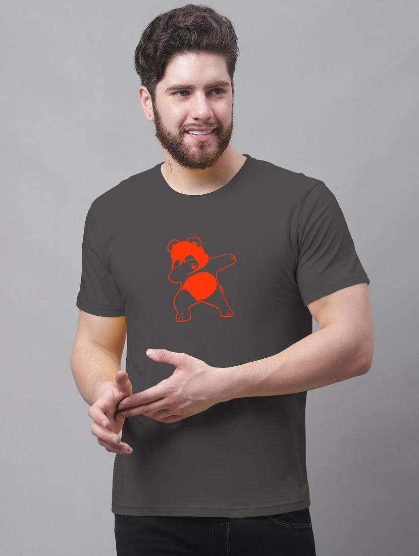 grey printed round neck t-shirt - 20178271 - Zoom Image - 0