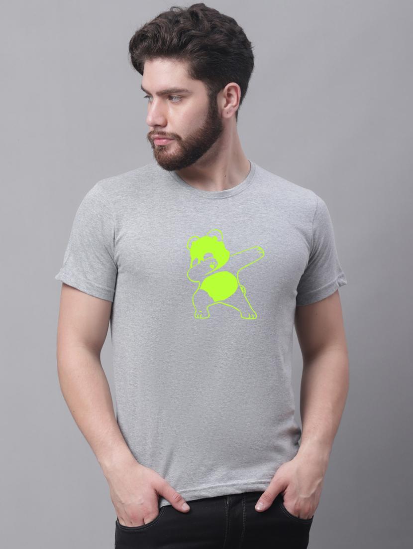 grey printed round neck t-shirt - 20178272 - Zoom Image - 0