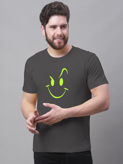 grey printed round neck t-shirt - 20178277 - Standard Image - 0