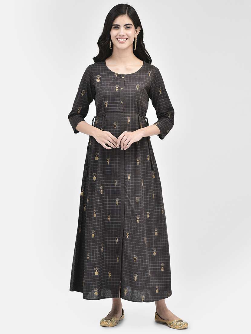 women checkered a-line ethnic dress