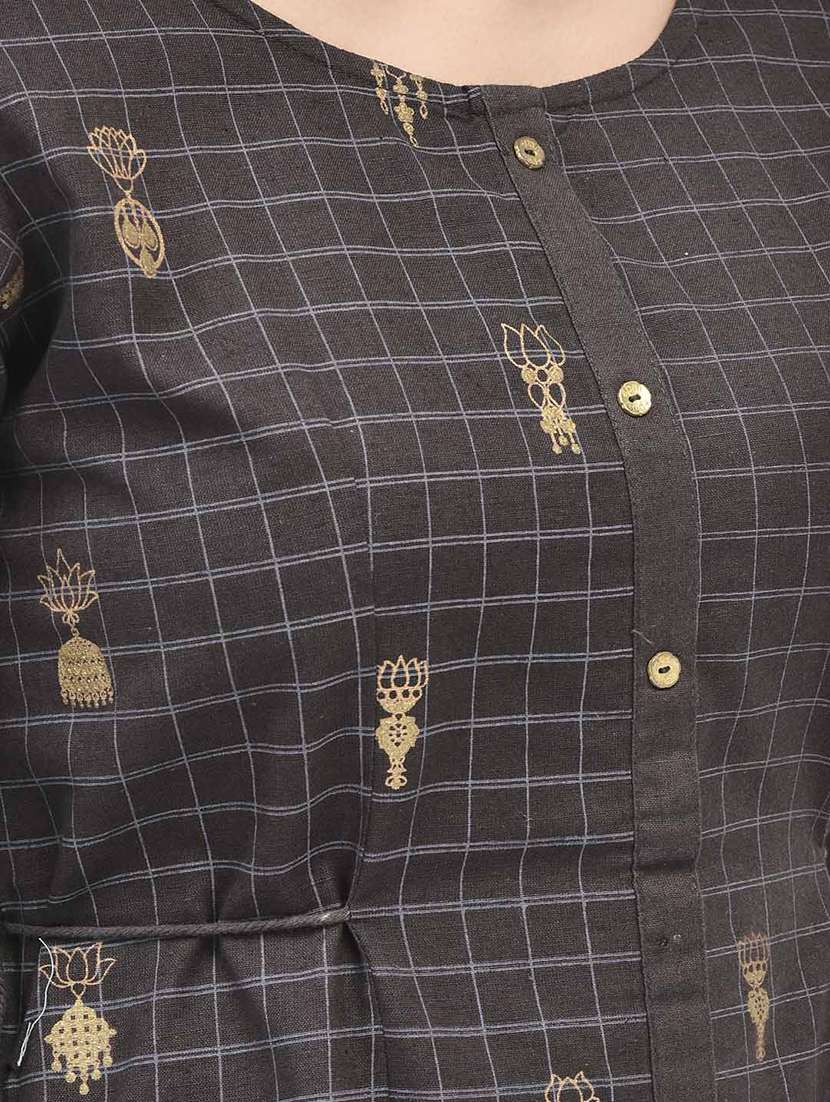 women checkered a-line ethnic dress - 20178549 -  Standard Image - 3