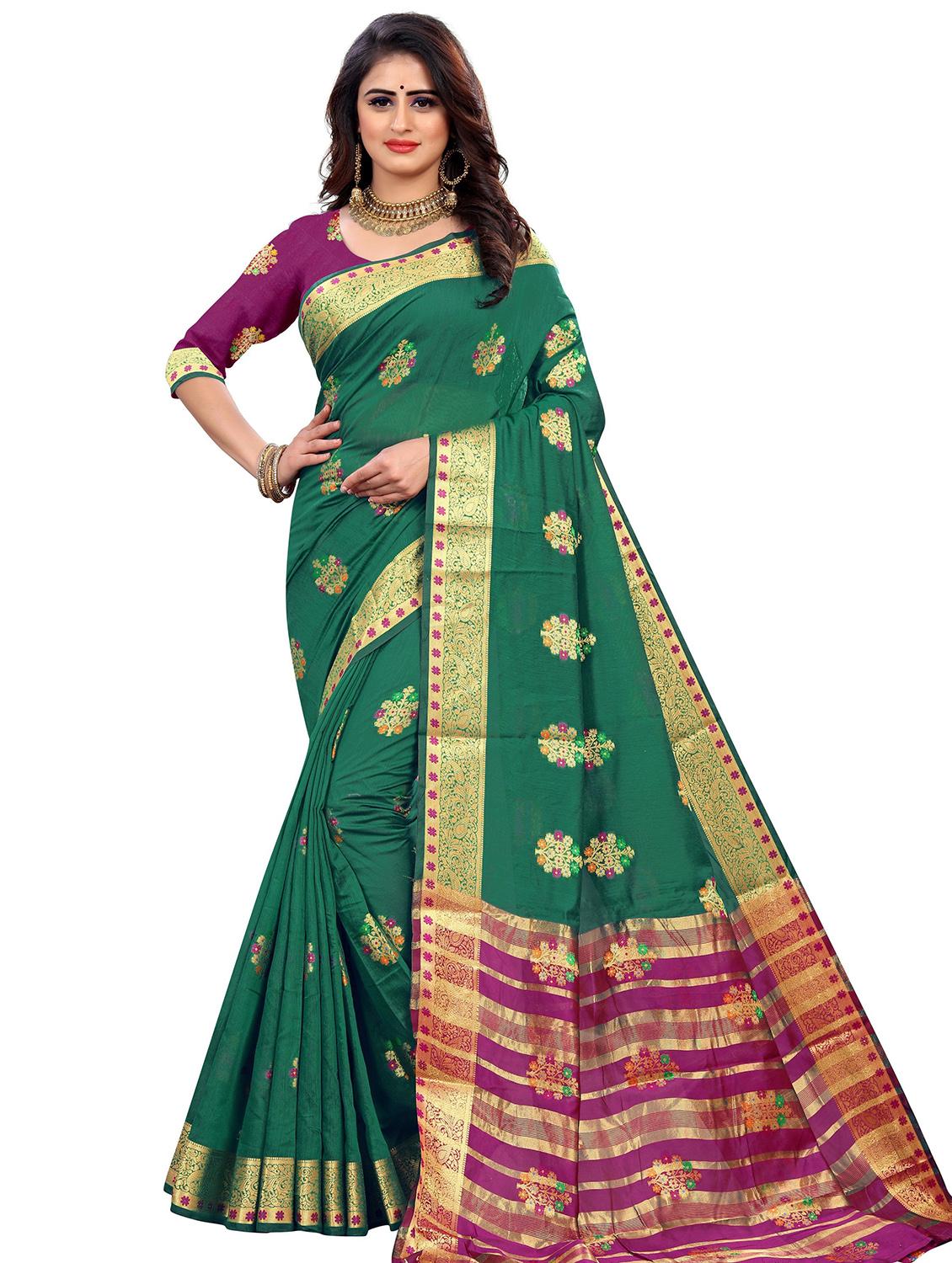 women's self design bottle green colored saree - 20178609 - Zoom Image - 0