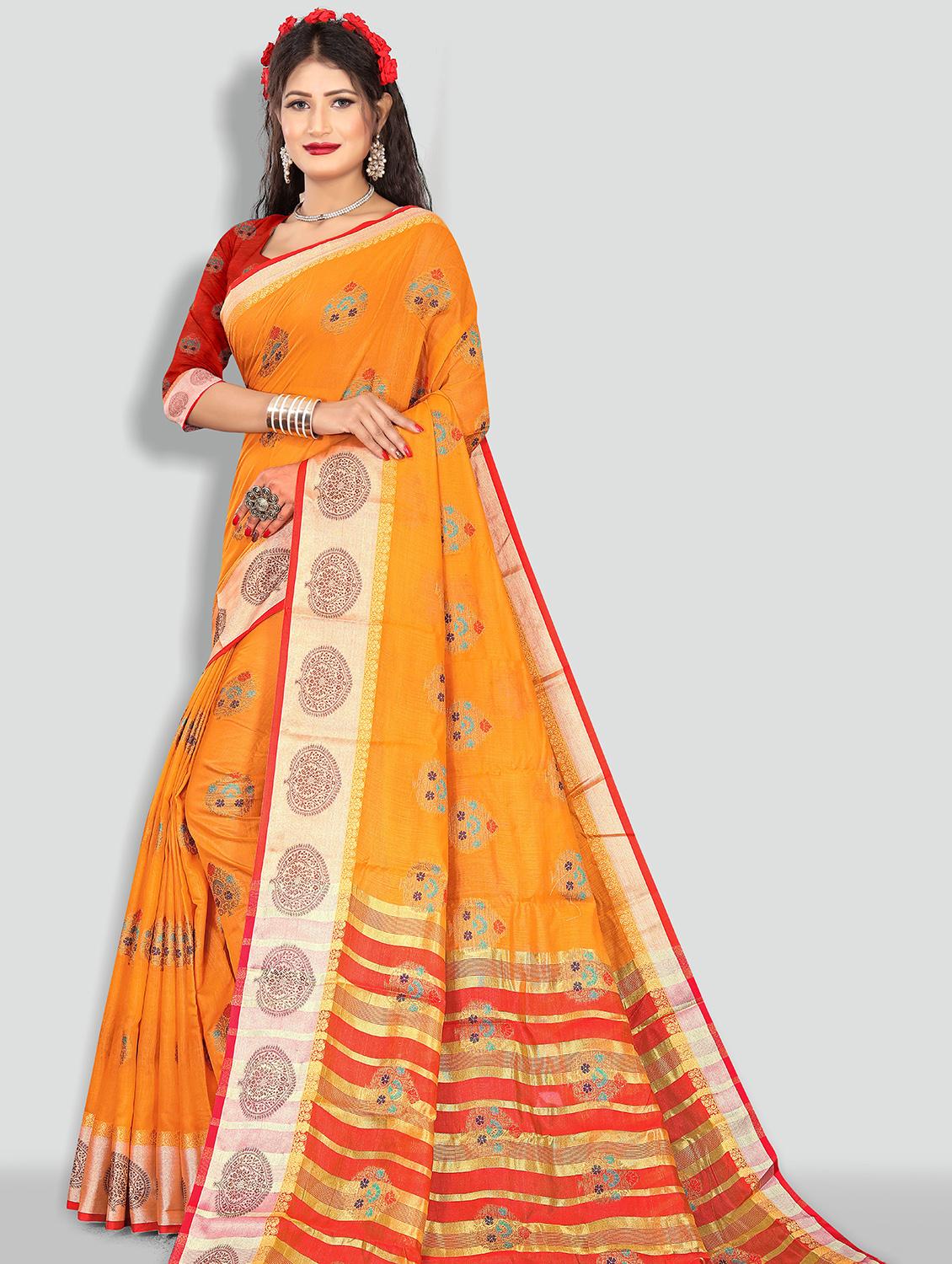 women's self design yellow colored saree with blouse - 20178610 - Zoom Image - 0