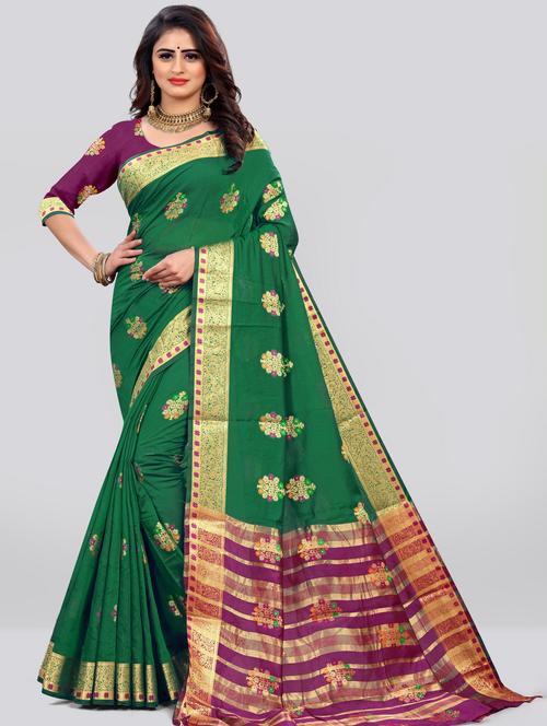 women's self design green colored saree - 20178615 - Standard Image - 0