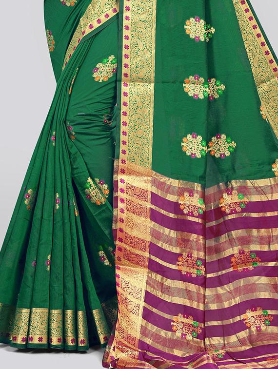women's self design green colored saree - 20178615 - Standard Image - 3