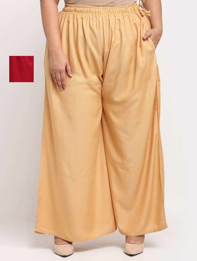 pack of 2 solid flared palazzo - 20179024 -  Zoom Image - 0