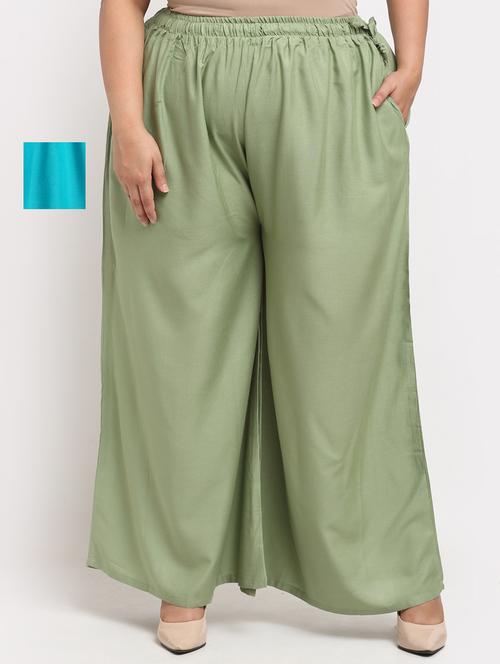 pack of 2 solid flared palazzo - 20179027 -  Standard Image - 0