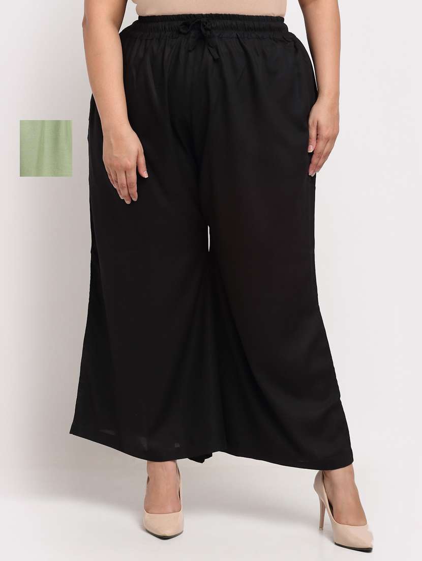 pack of 2 solid flared palazzo - 20179076 -  Zoom Image - 0