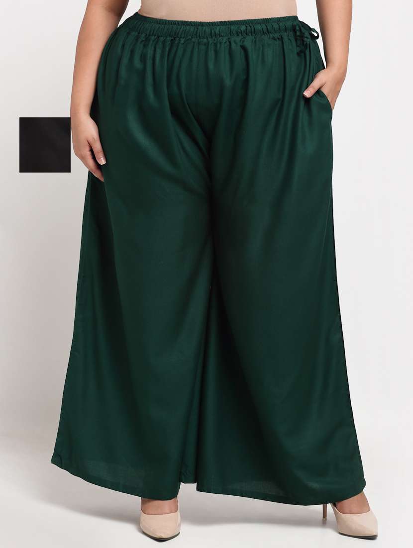 pack of 2 solid flared palazzo - 20179080 -  Zoom Image - 0