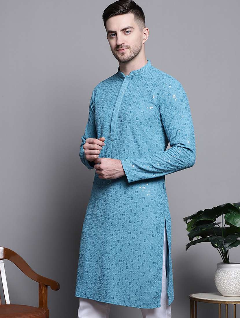 men embroidered long kurta - 20182039 -  Zoom Image - 0