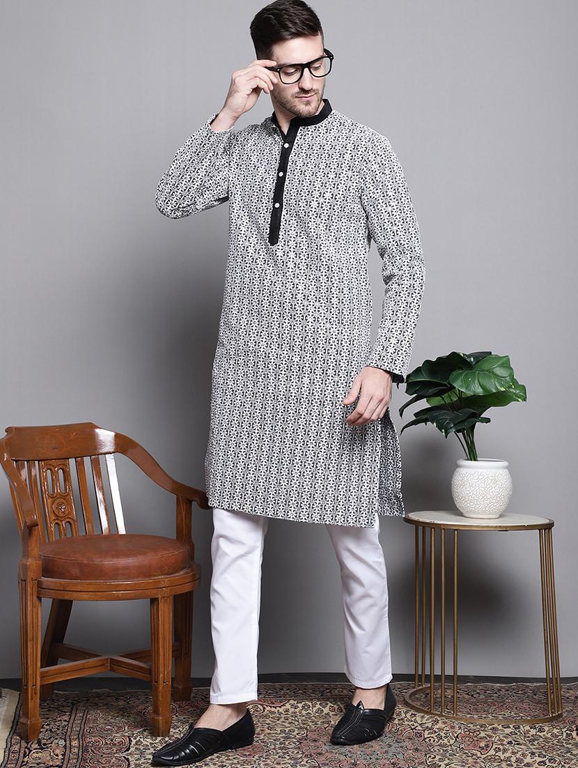 sequin embroidered pure cotton kurta with pyjamas - 20182066 - Zoom Image - 0