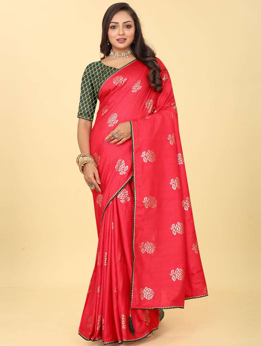 pink printed saree with blouse - 20182099 - Zoom Image - 0
