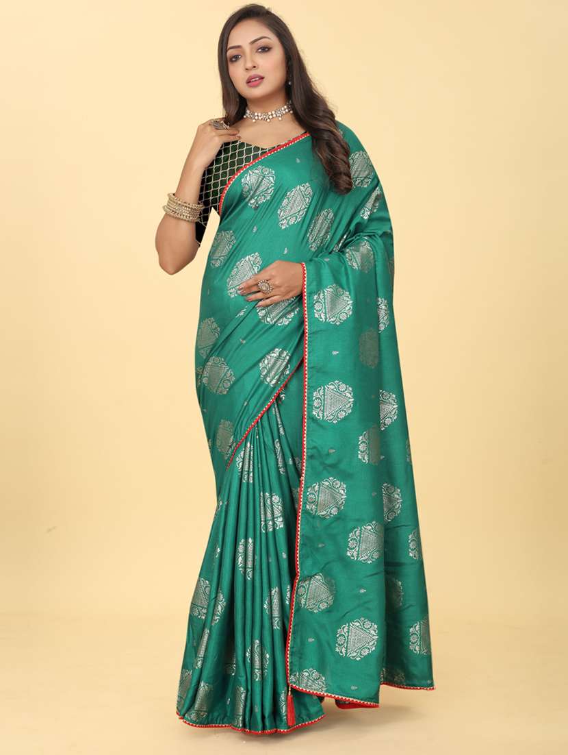 green printed saree with blouse - 20182101 - Zoom Image - 0