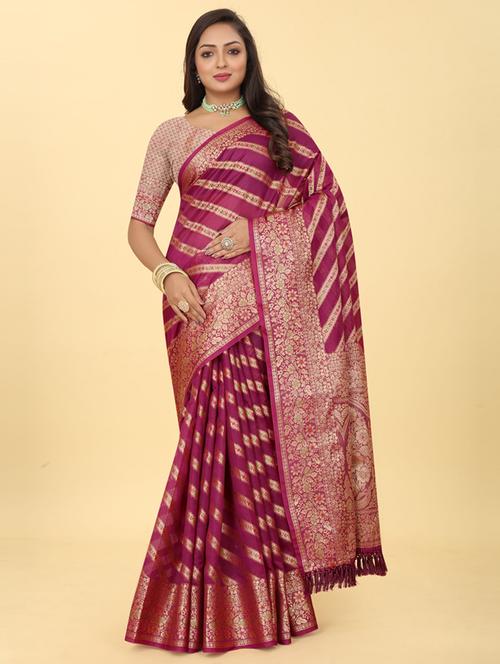 women's self design magenta colored saree - 20182108 - Standard Image - 0